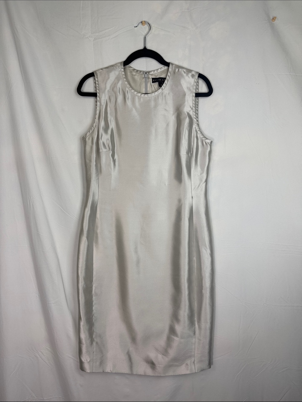 Ralph Lauren Sleek Silver Sleeveless Midi Dress